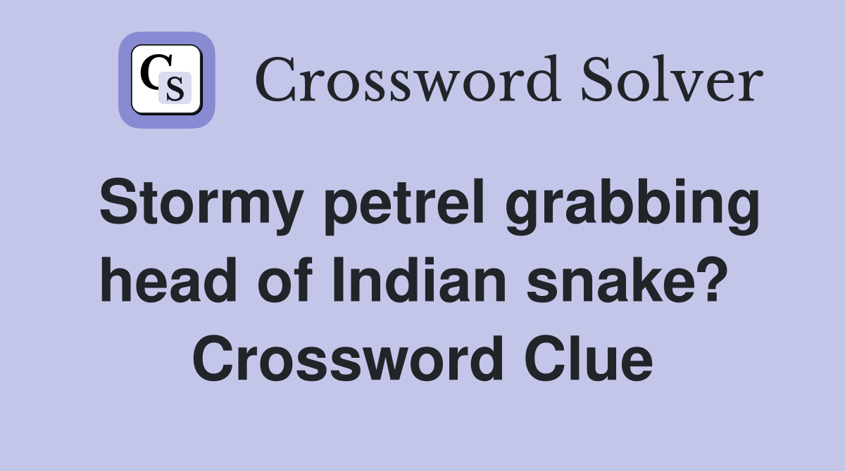 Stormy petrel grabbing head of Indian snake?  Crossword Clue