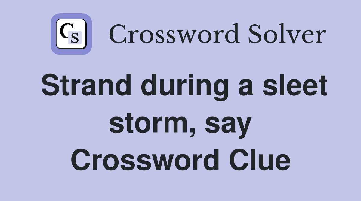 Strand during a sleet storm, say Crossword Clue