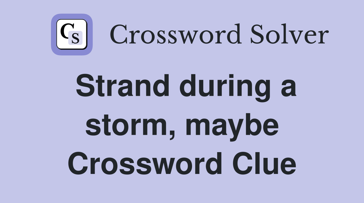 Strand during a storm, maybe Crossword Clue