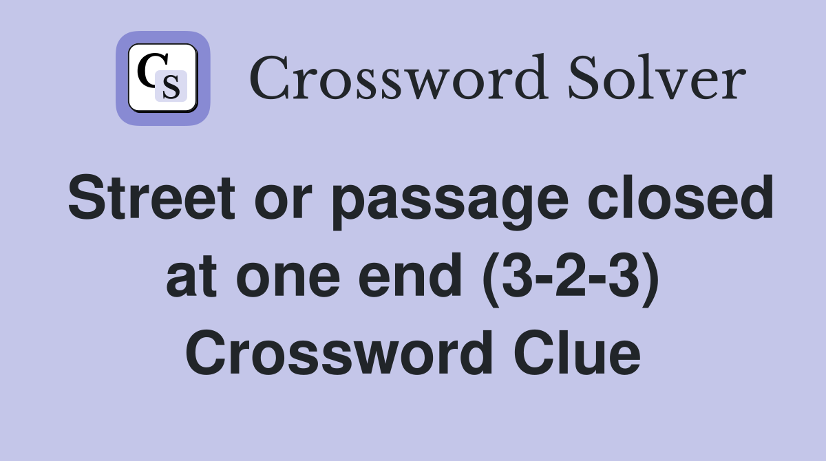 Street or passage closed at one end (3-2-3) Crossword Clue