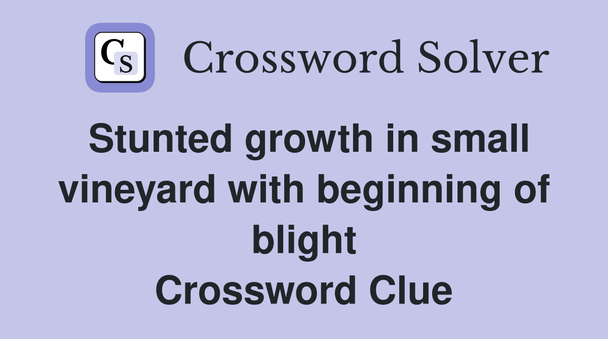 Stunted growth in small vineyard with beginning of blight Crossword Clue