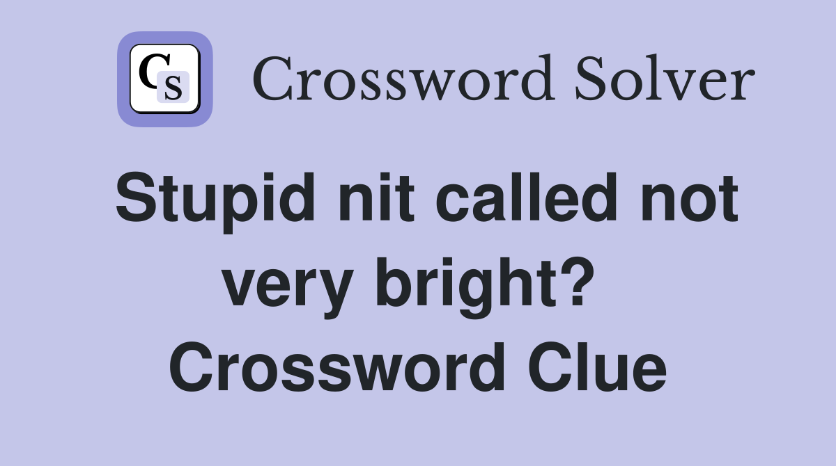 Stupid nit called not very bright?  Crossword Clue