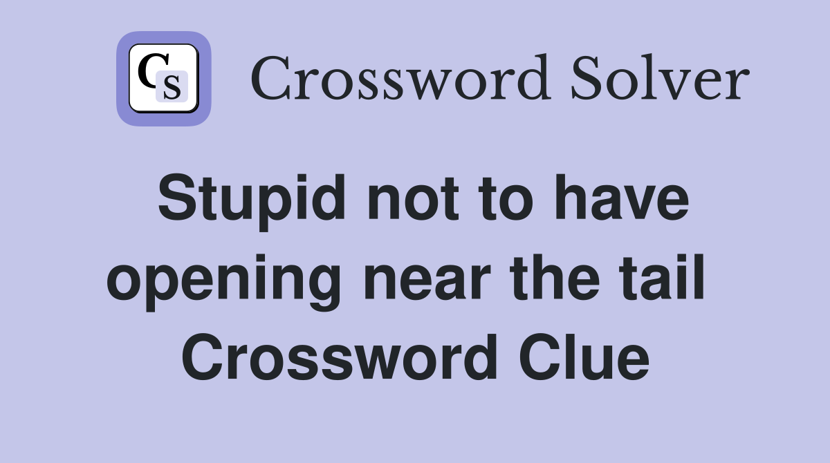 Stupid not to have opening near the tail  Crossword Clue