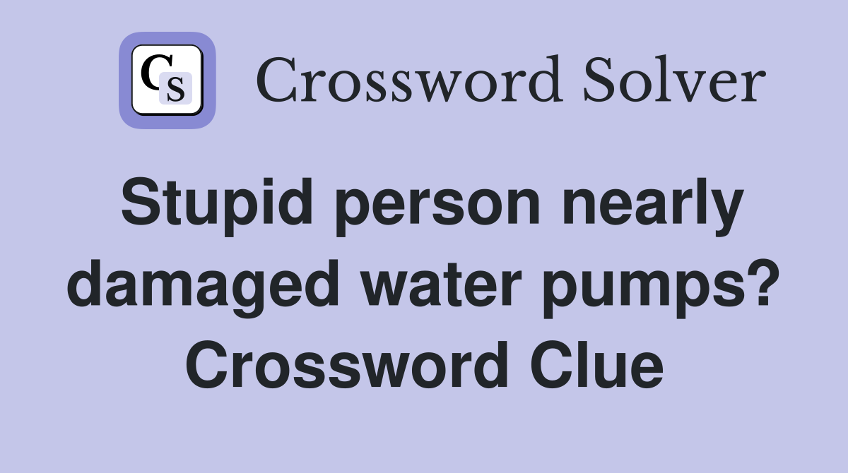 Stupid person nearly damaged water pumps? Crossword Clue