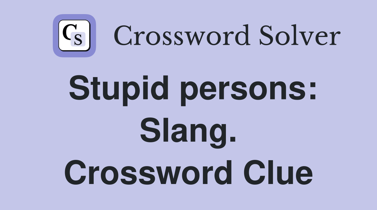 Stupid persons: Slang. Crossword Clue