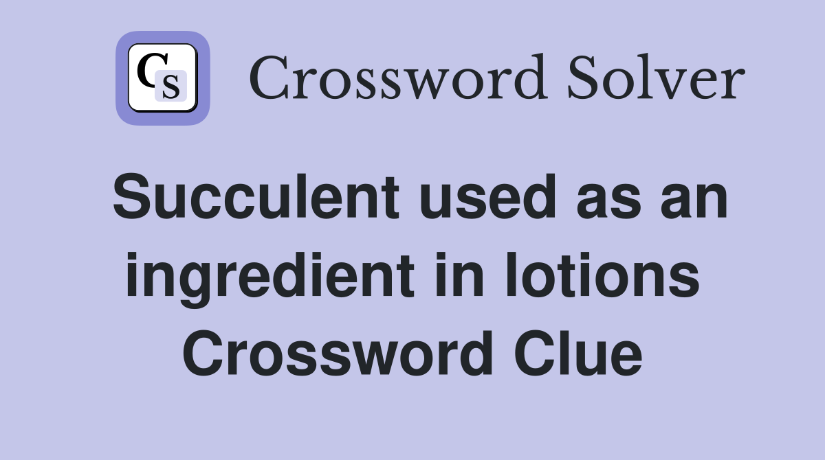 Succulent used as an ingredient in lotions Crossword Clue
