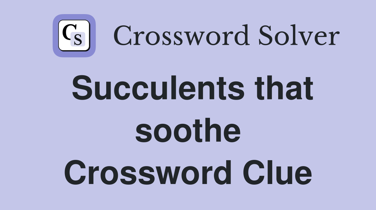 Succulents that soothe Crossword Clue