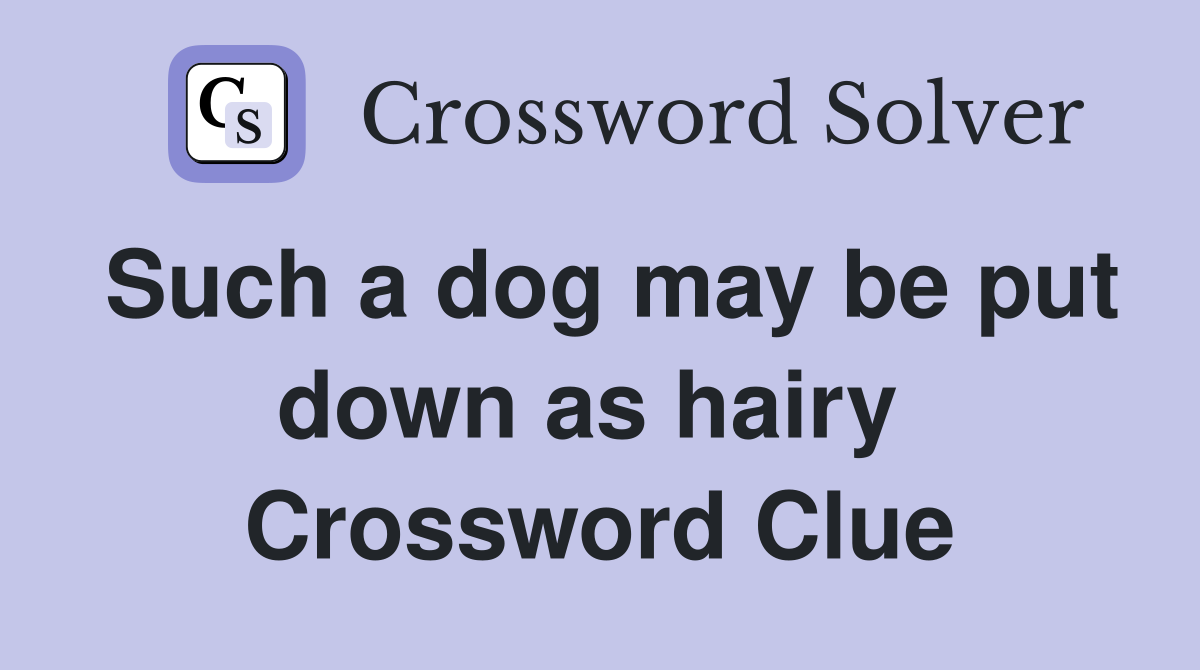 Such a dog may be put down as hairy  Crossword Clue