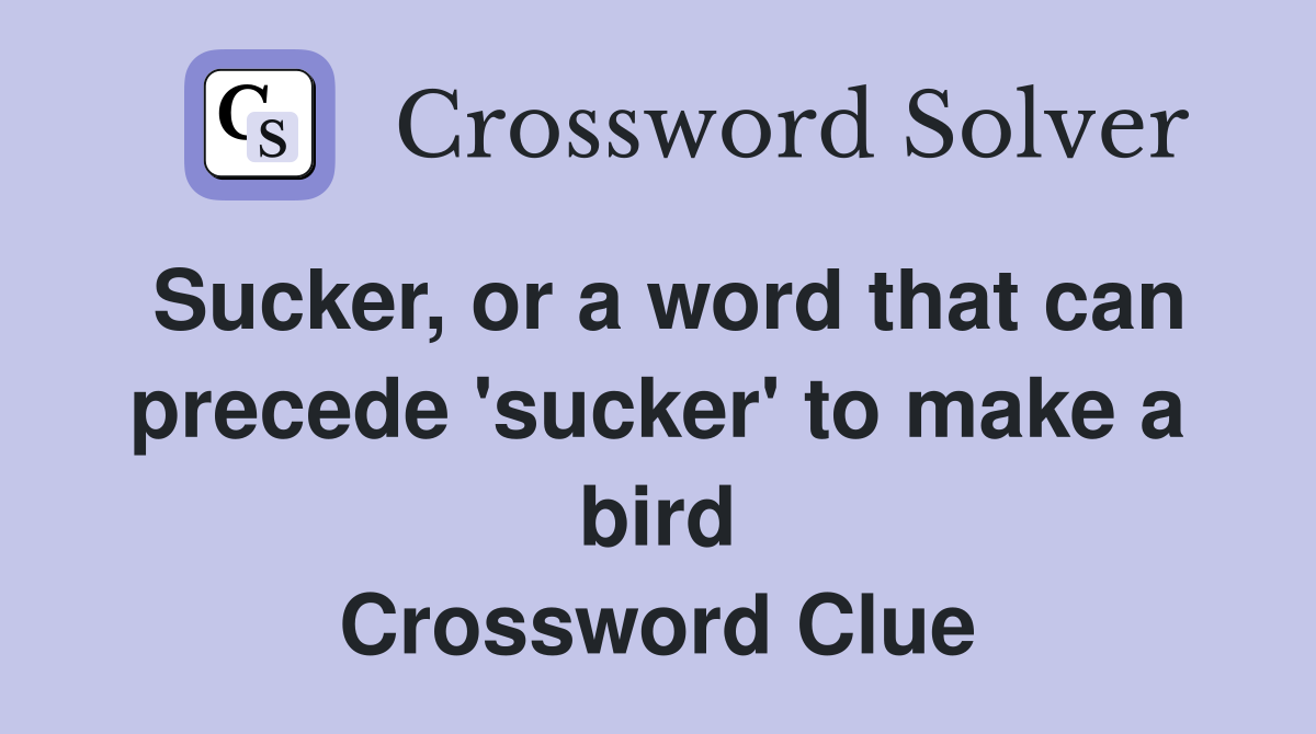 Sucker, or a word that can precede 'sucker' to make a bird Crossword Clue