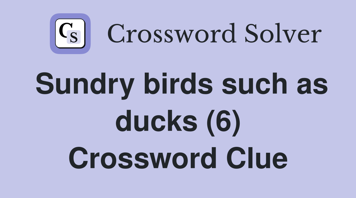 Sundry birds such as ducks (6) Crossword Clue