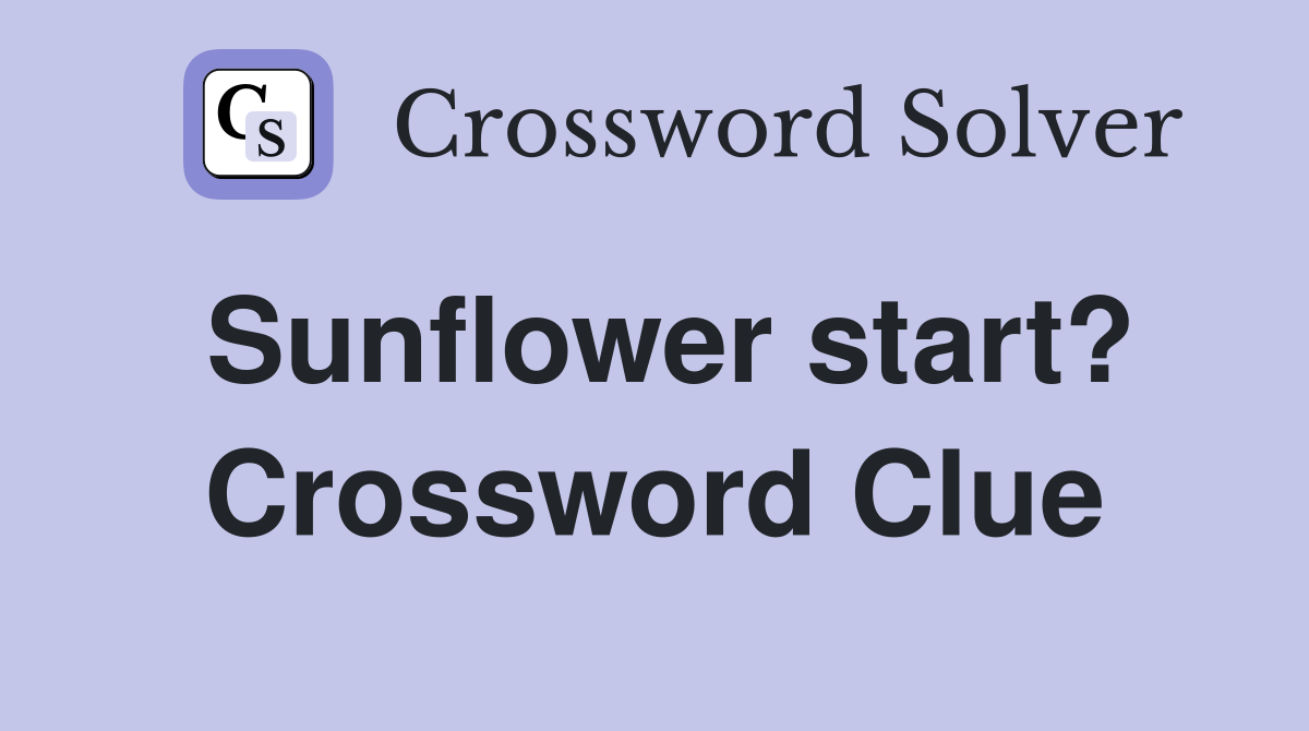 Sunflower start? Crossword Clue