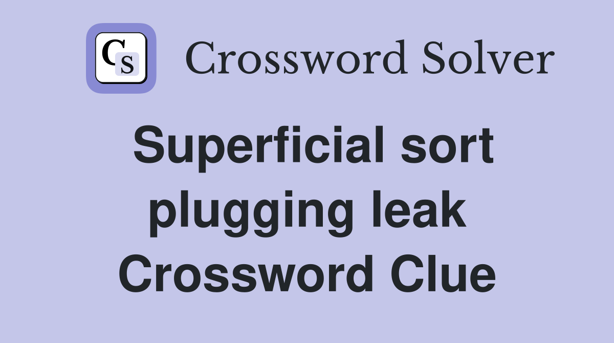 Superficial sort plugging leak Crossword Clue