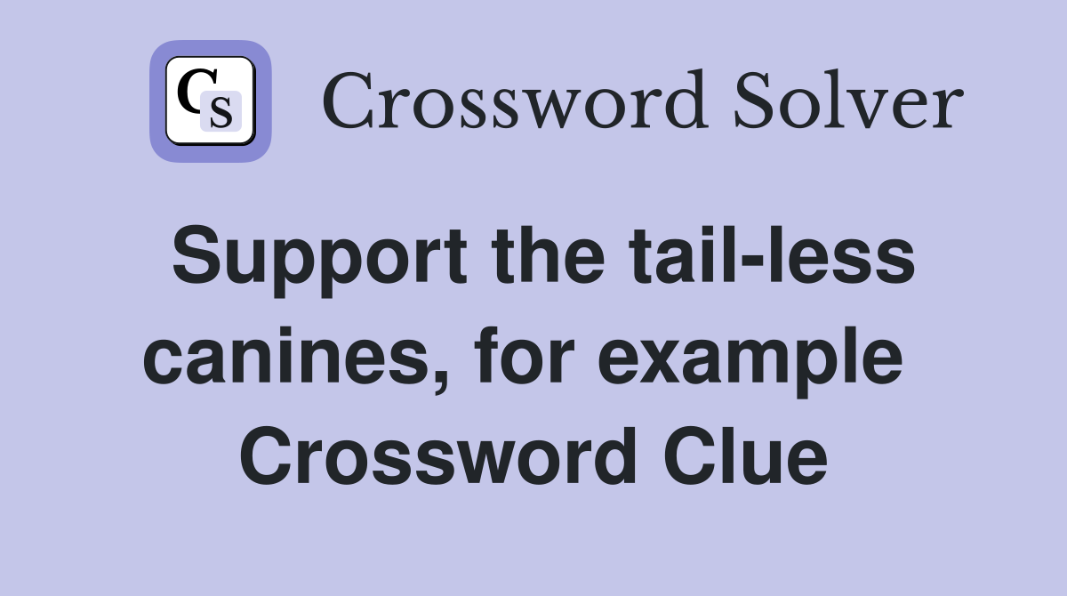 Support the tail-less canines, for example  Crossword Clue