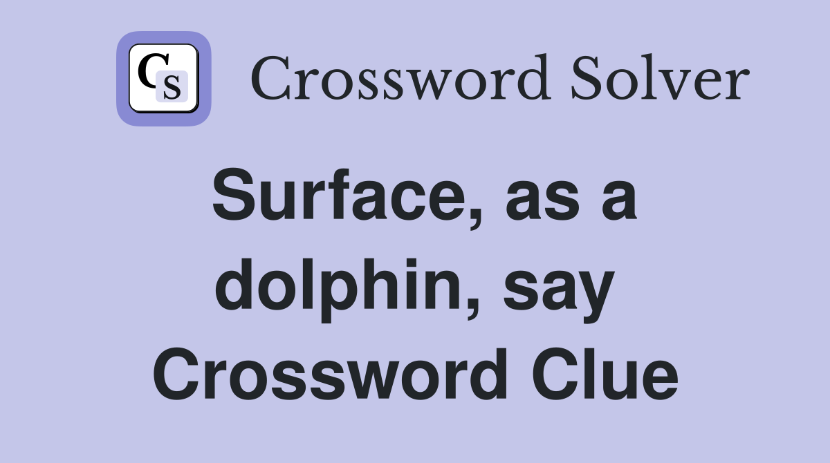 Surface, as a dolphin, say Crossword Clue