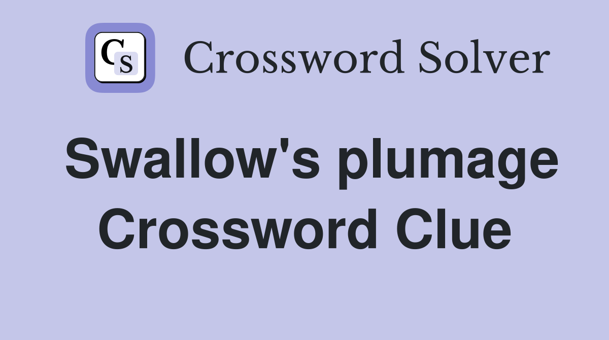 Swallow's plumage Crossword Clue