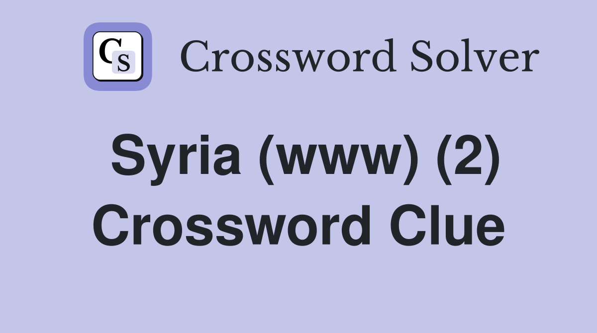 Syria (www) (2) Crossword Clue