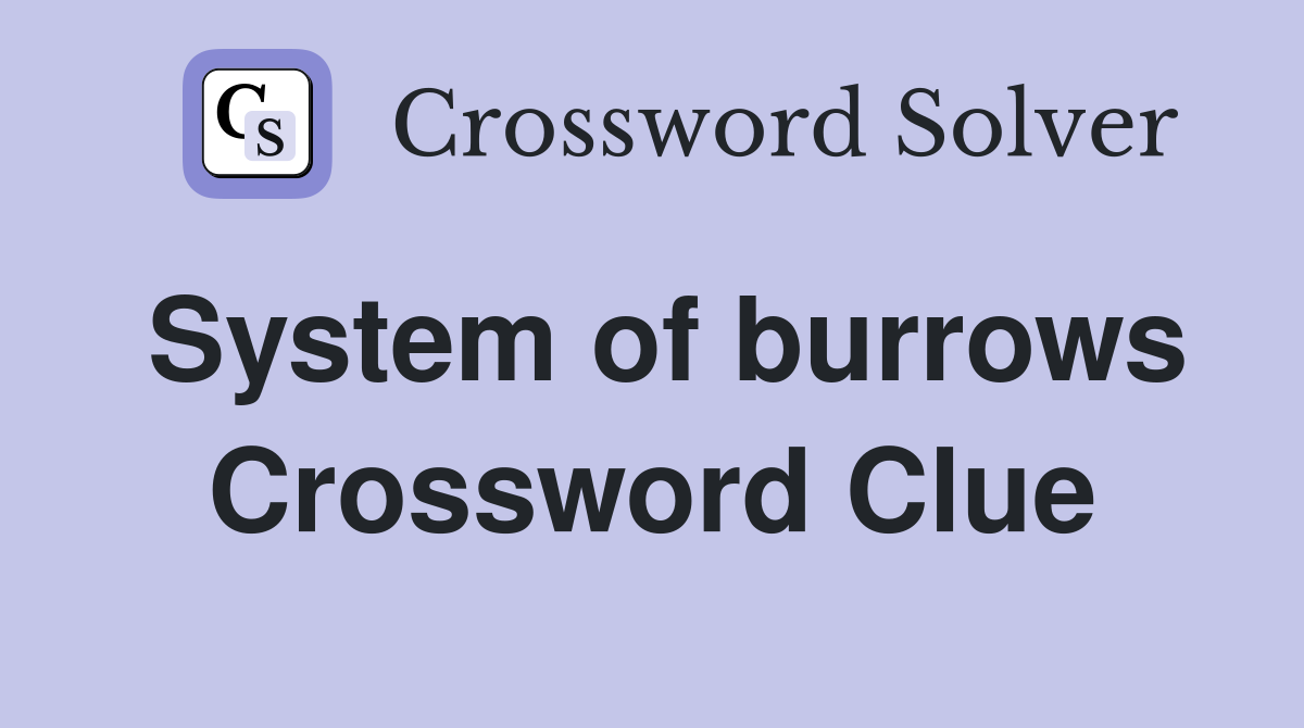System of burrows Crossword Clue