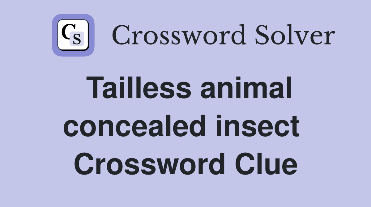 Tailless animal concealed insect  Crossword Clue