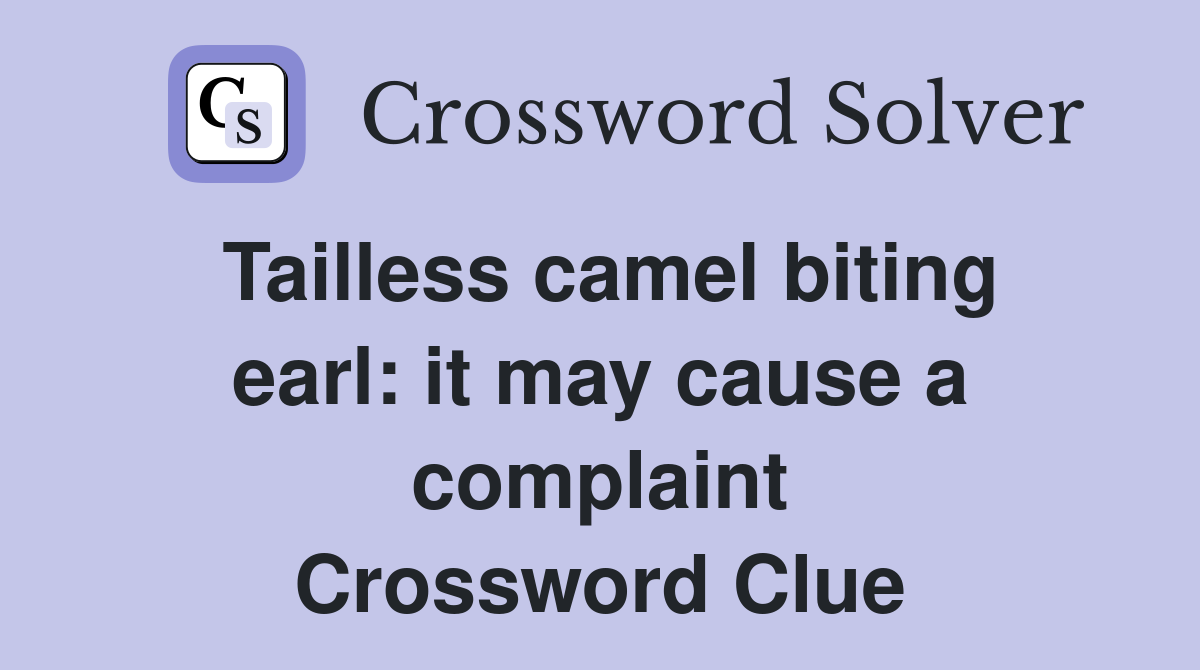 Tailless camel biting earl: it may cause a complaint Crossword Clue
