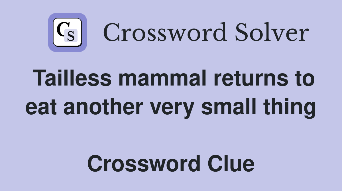 Tailless mammal returns to eat another very small thing  Crossword Clue