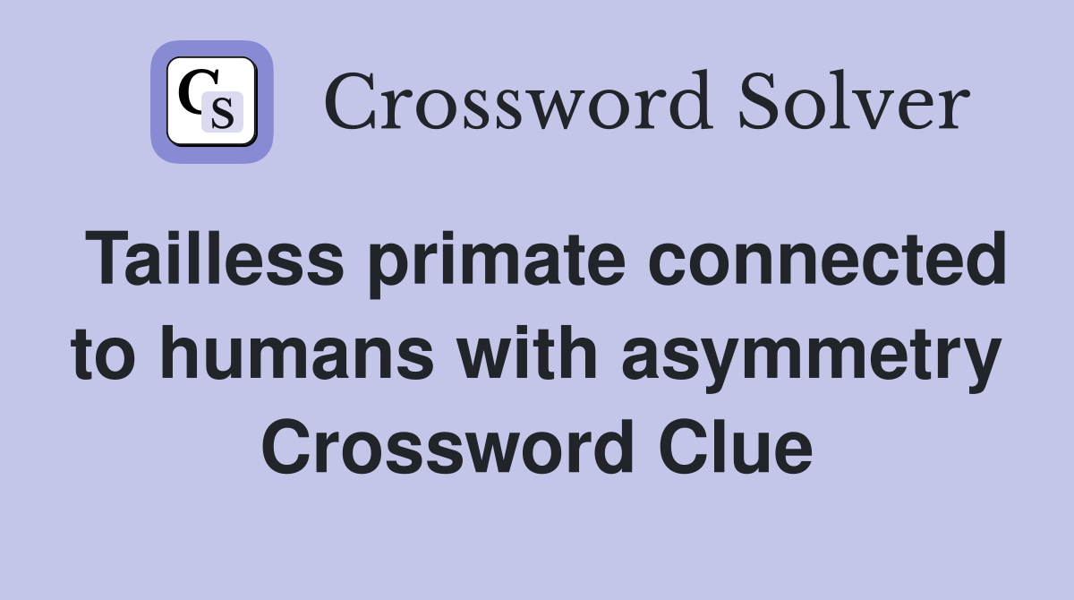 Tailless primate connected to humans with asymmetry Crossword Clue