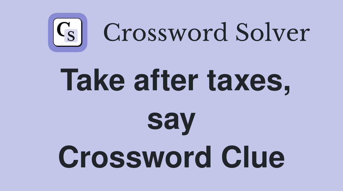 Take after taxes, say Crossword Clue