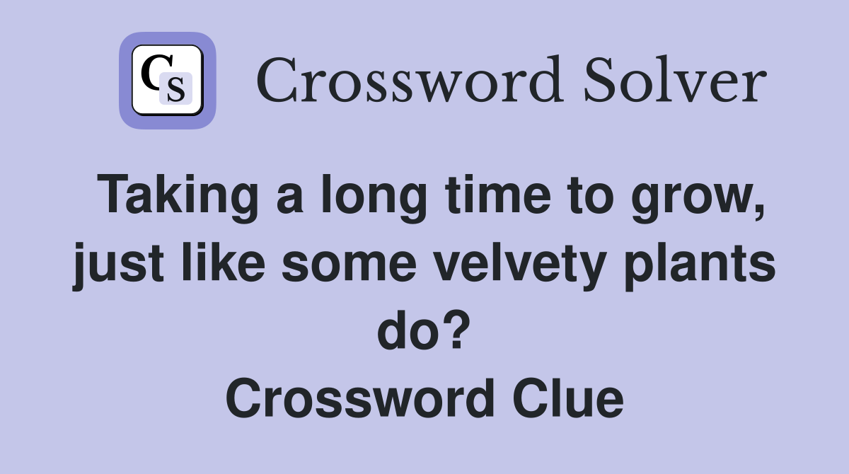 Taking a long time to grow, just like some velvety plants do? Crossword Clue