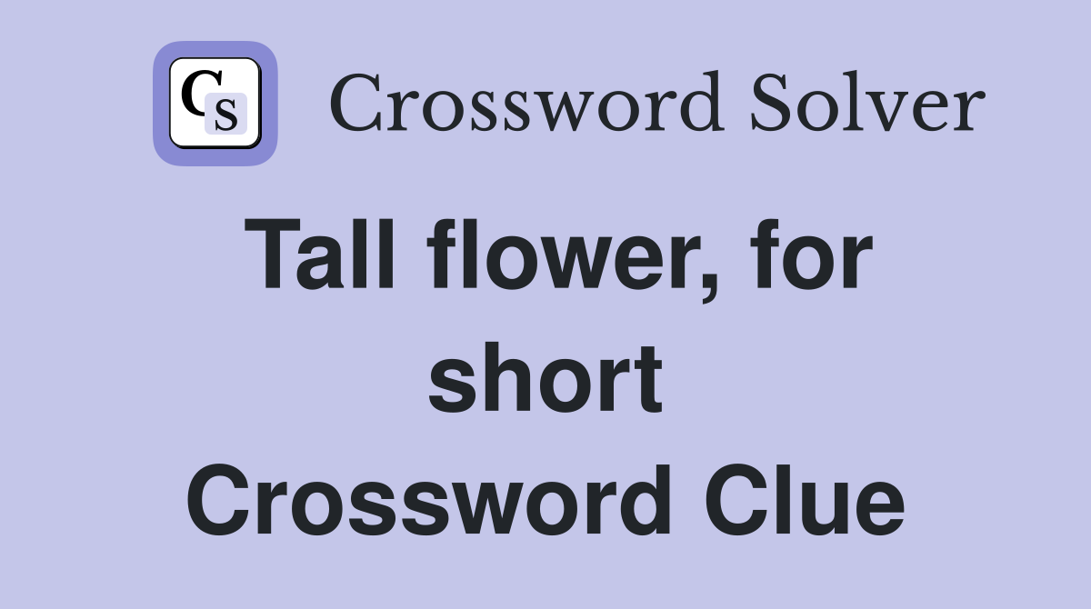 Tall flower, for short Crossword Clue