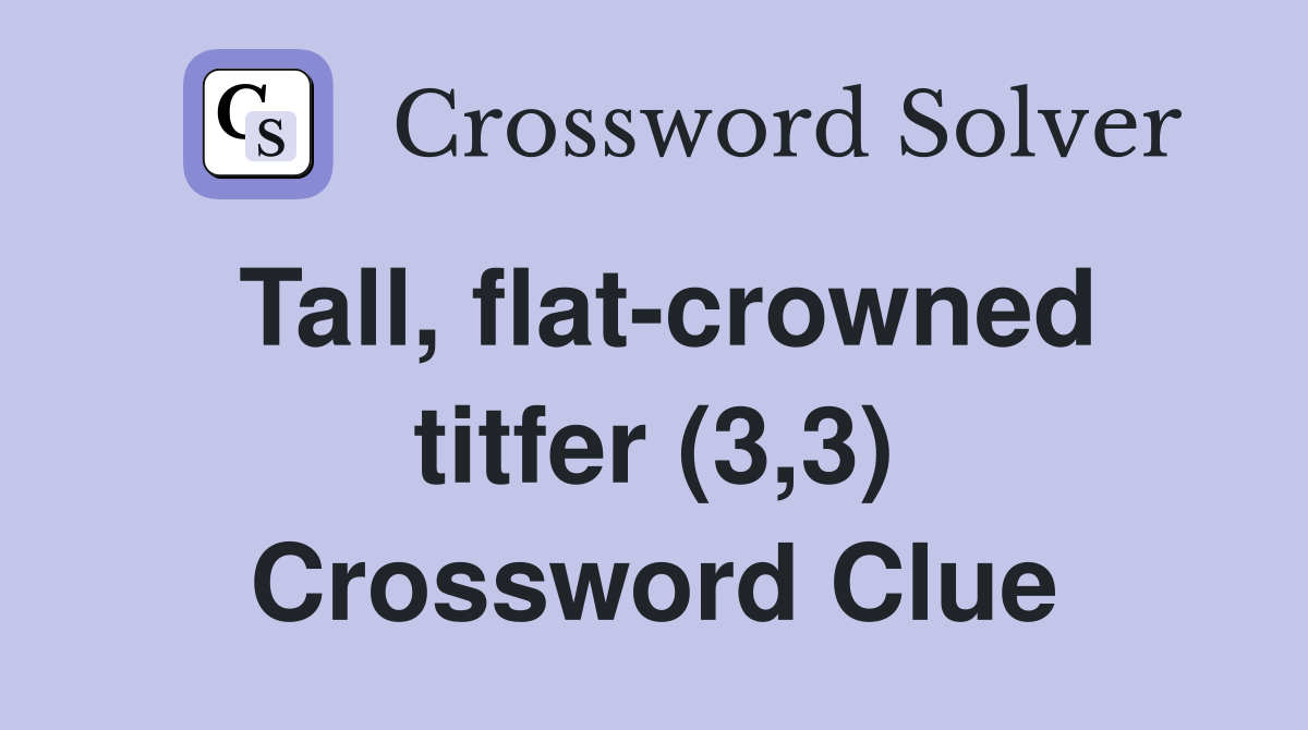 Tall, flat-crowned titfer (3,3) Crossword Clue