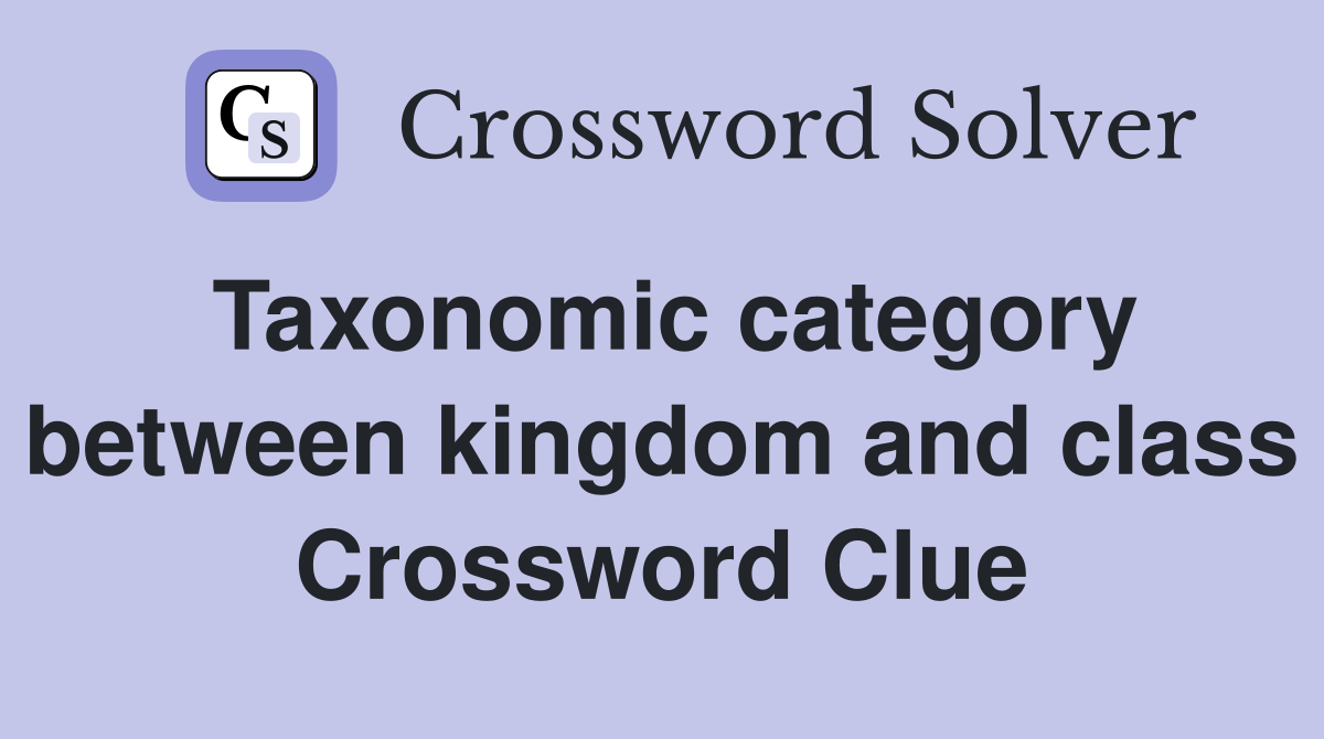 Taxonomic category between kingdom and class Crossword Clue