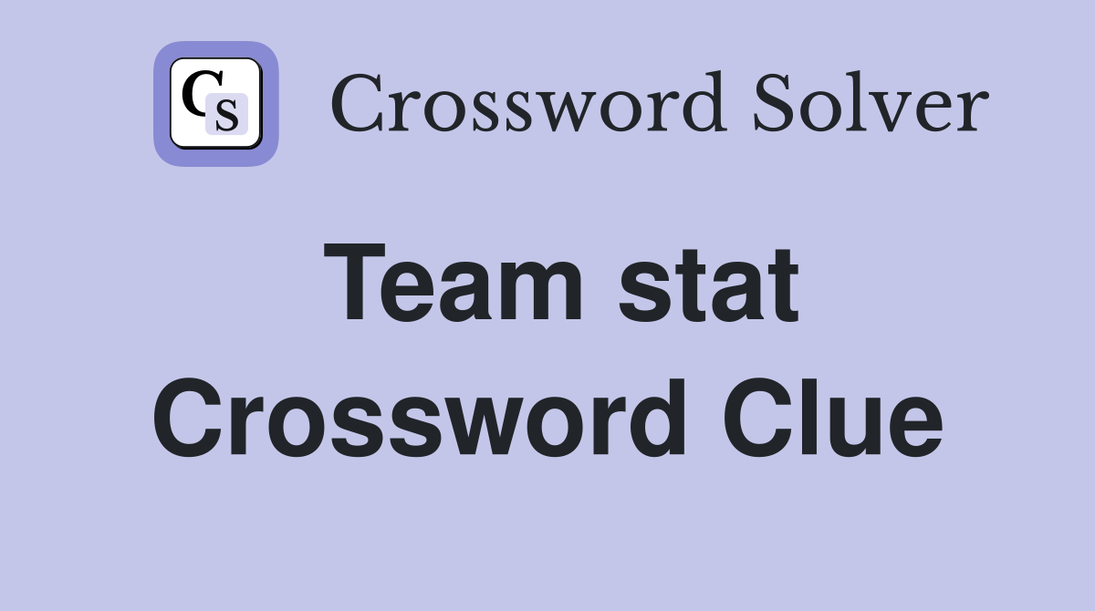 Team stat Crossword Clue