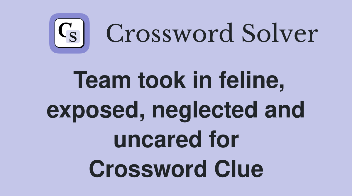 Team took in feline, exposed, neglected and uncared for Crossword Clue