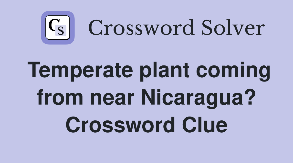 Temperate plant coming from near Nicaragua? Crossword Clue