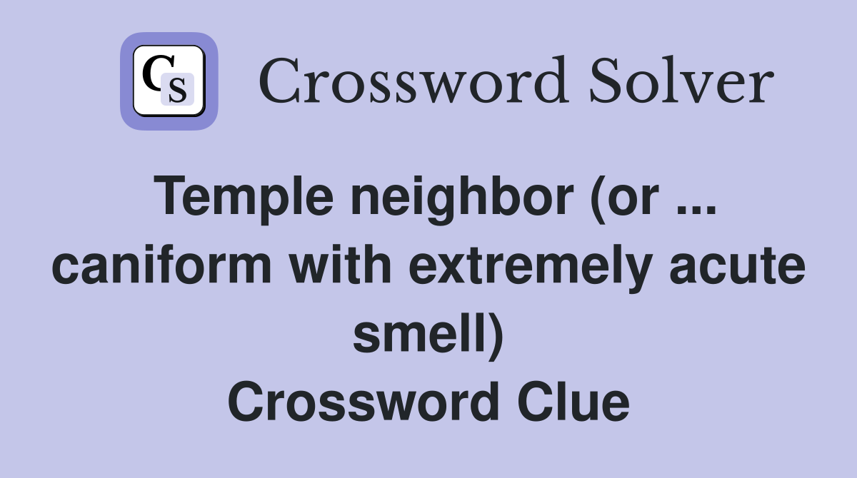 Temple neighbor (or ... caniform with extremely acute smell) Crossword Clue
