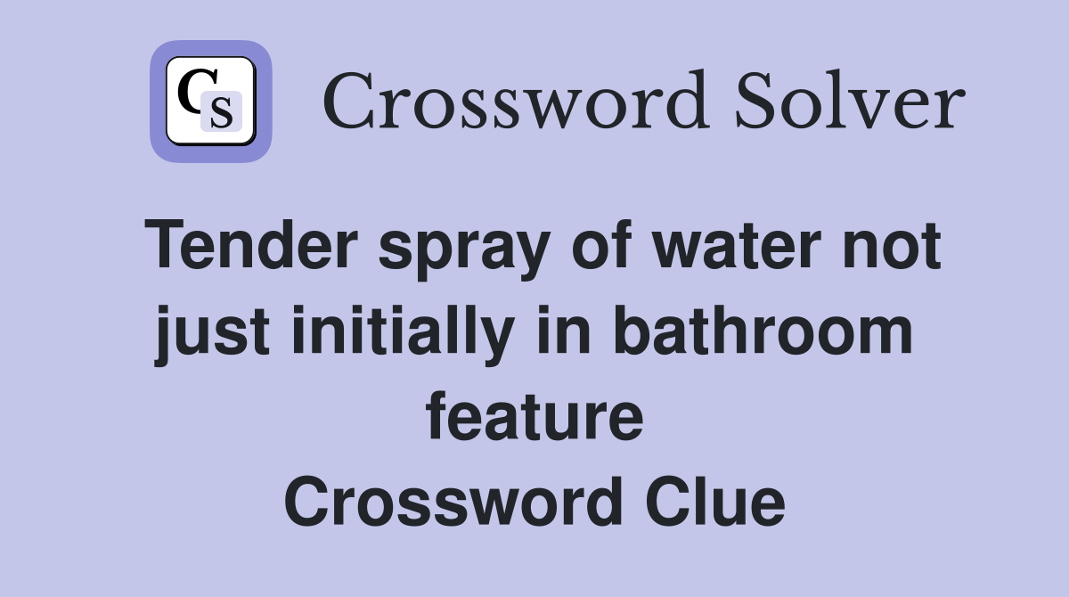 Tender spray of water not just initially in bathroom feature Crossword Clue