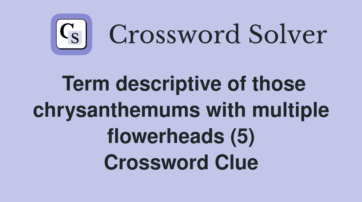 Term descriptive of those chrysanthemums with multiple flowerheads (5) Crossword Clue