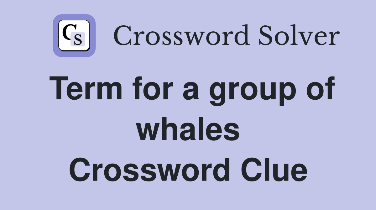 Term for a group of whales Crossword Clue