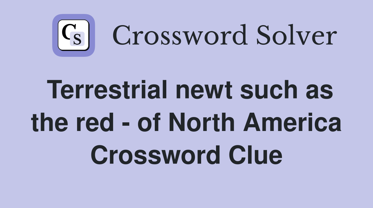 Terrestrial newt such as the red - of North America Crossword Clue