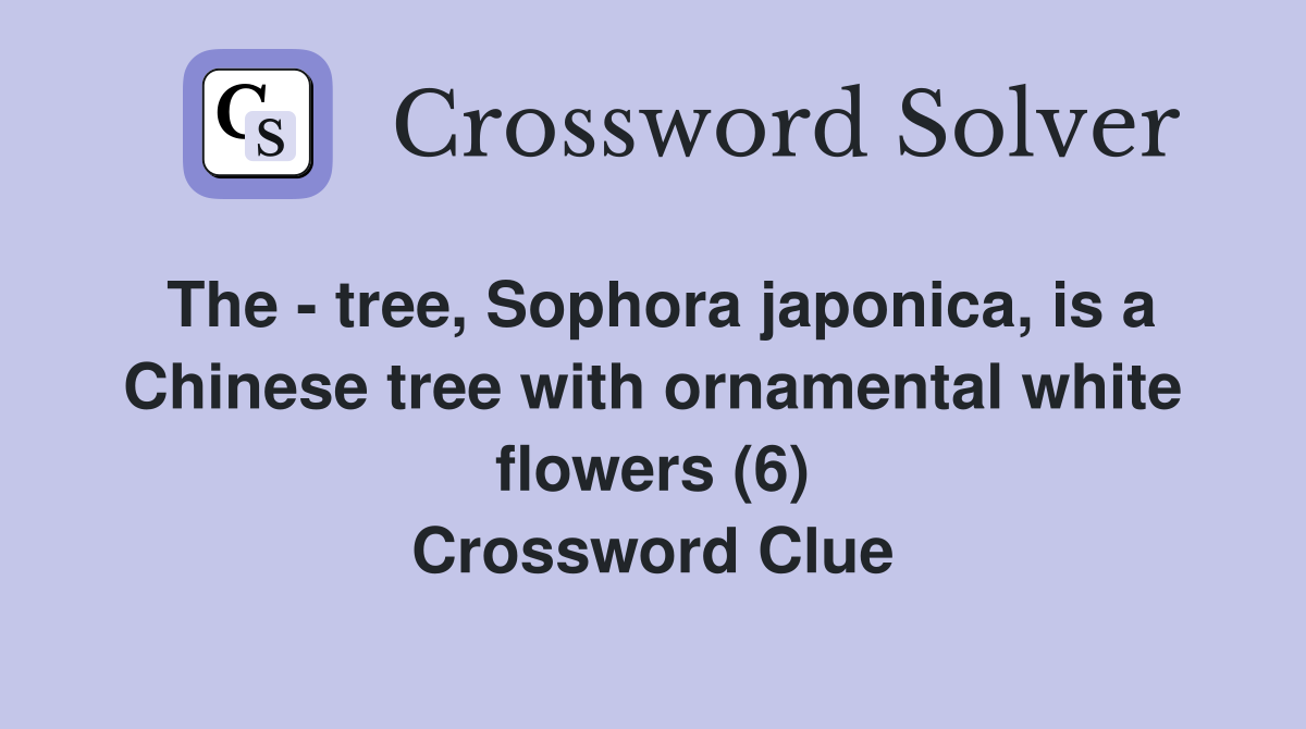 The - tree, Sophora japonica, is a Chinese tree with ornamental white flowers (6) Crossword Clue