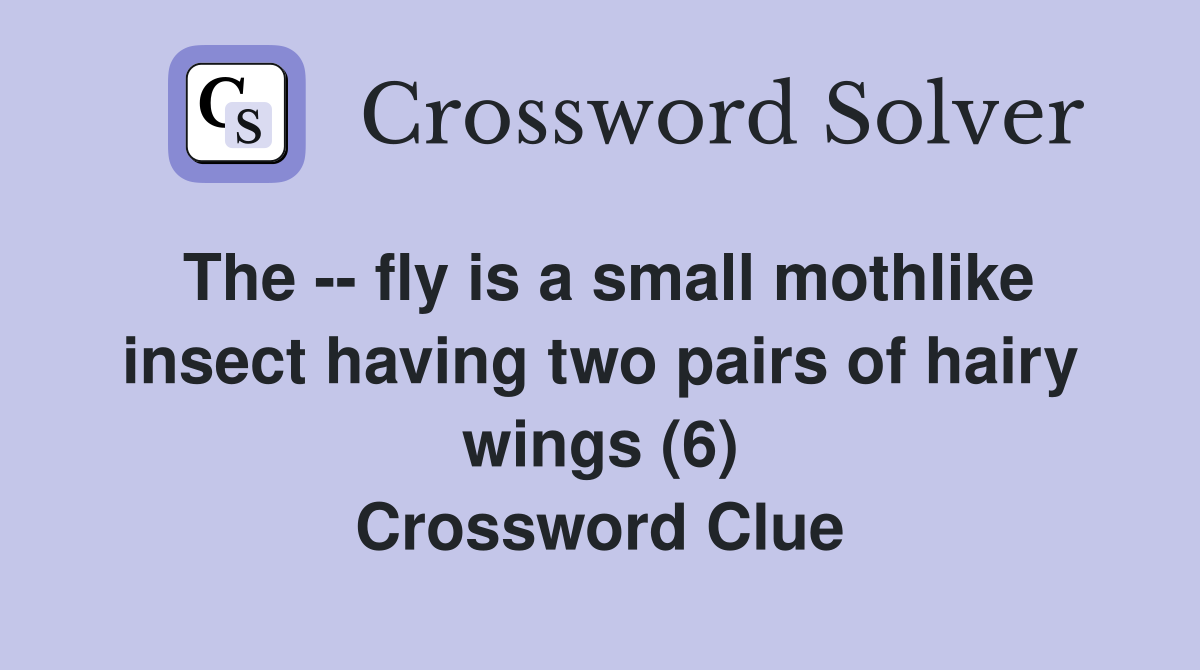 The -- fly is a small mothlike insect having two pairs of hairy wings (6) Crossword Clue