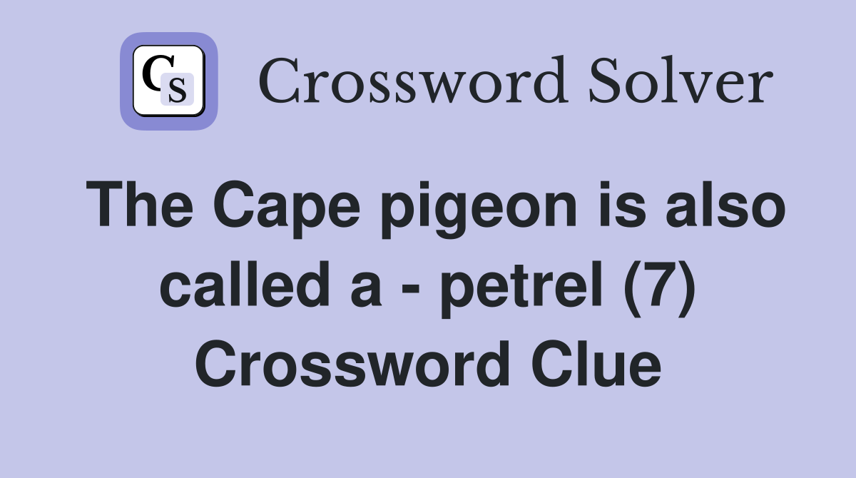 The Cape pigeon is also called a - petrel (7) Crossword Clue