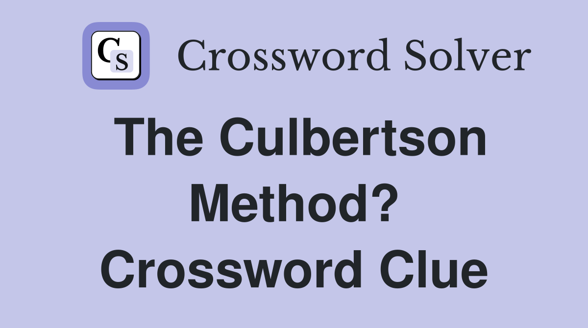 The Culbertson Method? Crossword Clue