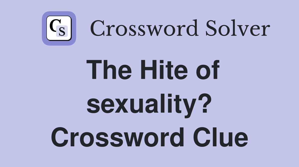 The Hite of sexuality? Crossword Clue