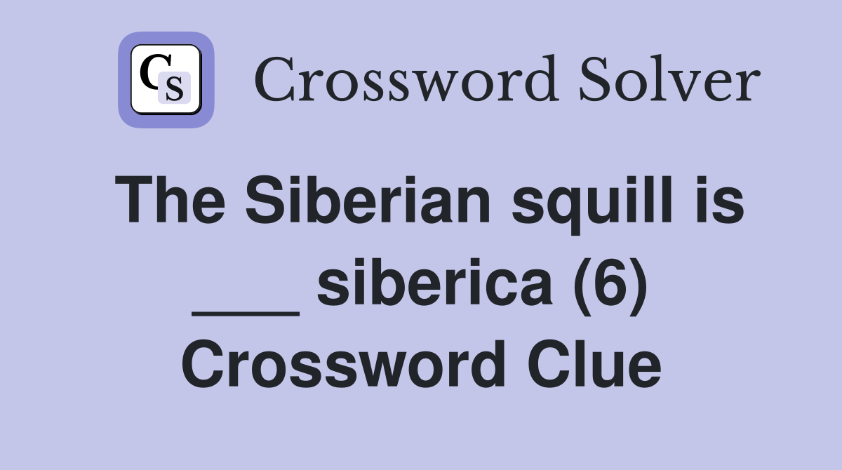 The Siberian squill is ___ siberica (6) Crossword Clue