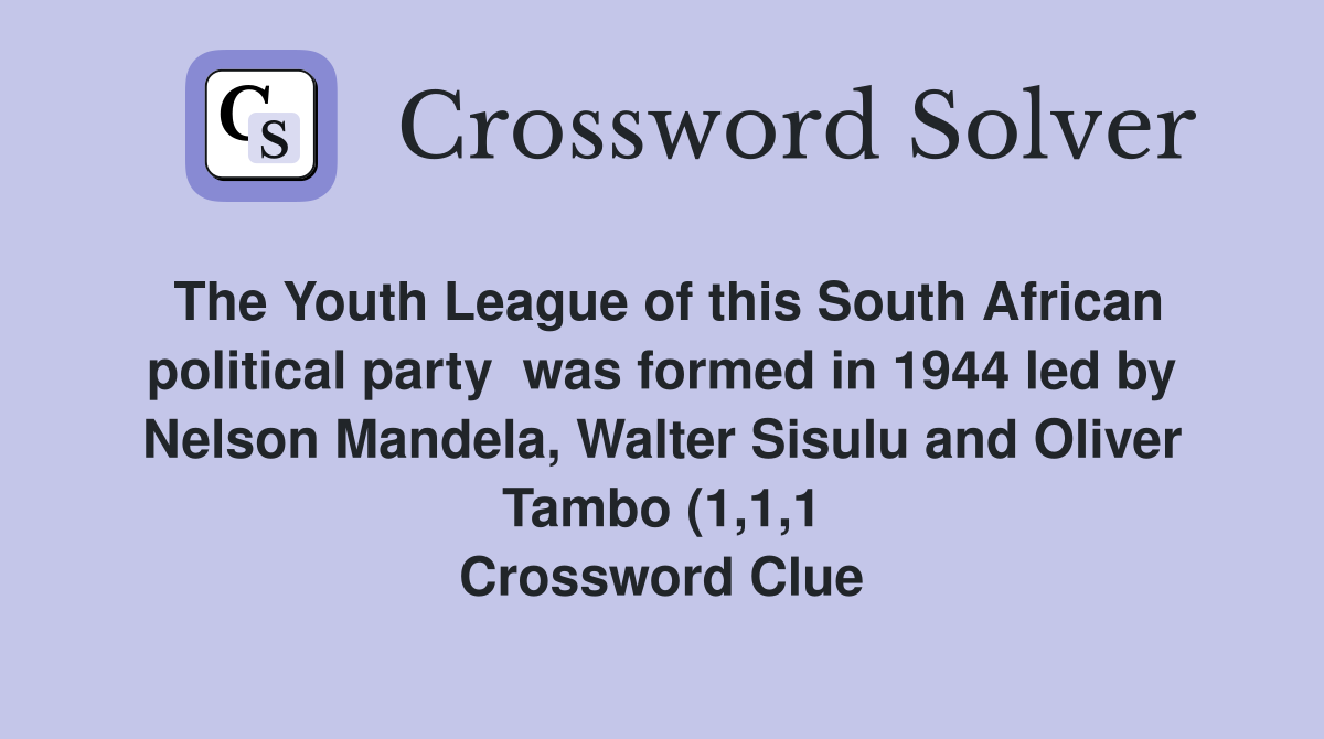 The Youth League of this South African political party was formed in The Youth League of this South African political party was formed in