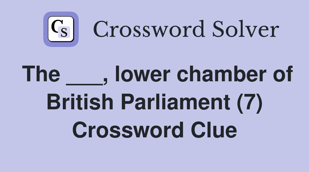 The ___, lower chamber of British Parliament (7) Crossword Clue