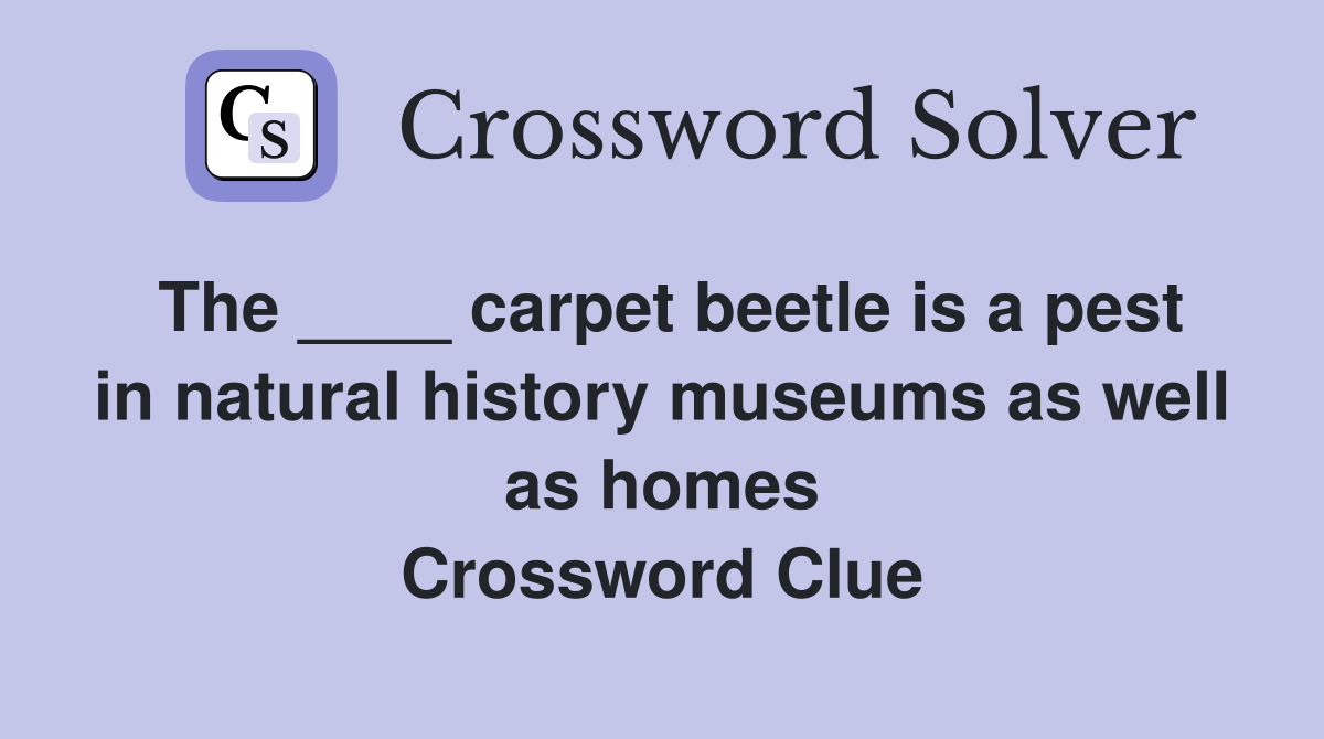 The ____ carpet beetle is a pest in natural history museums as well as homes Crossword Clue