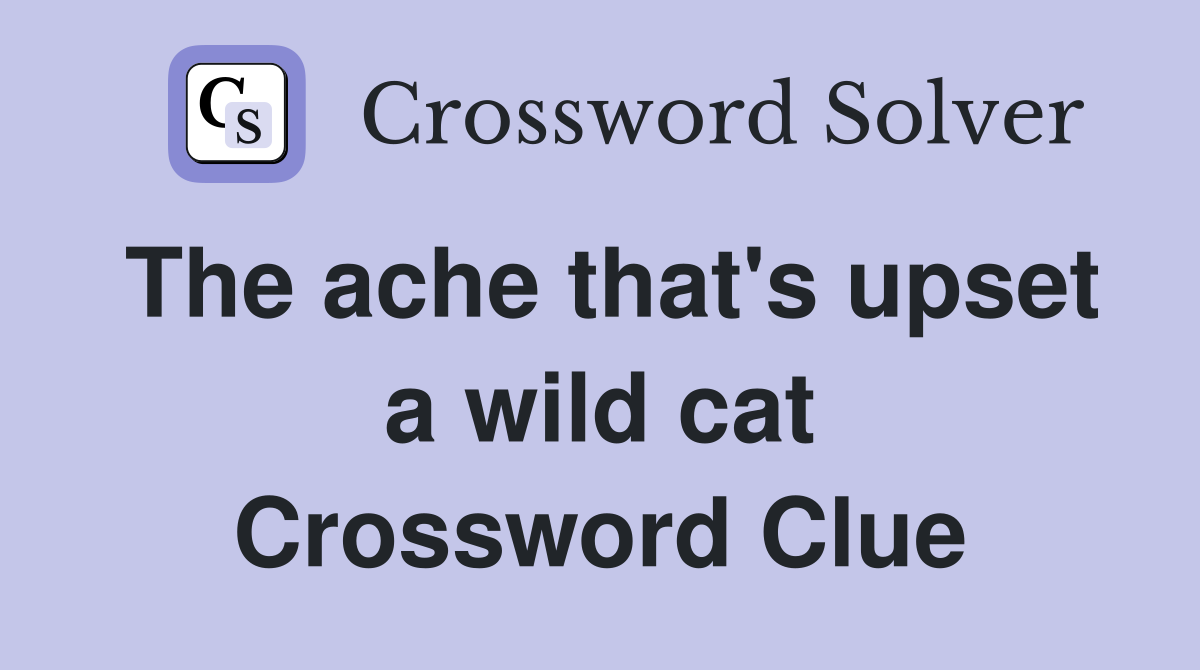 The ache that's upset a wild cat Crossword Clue