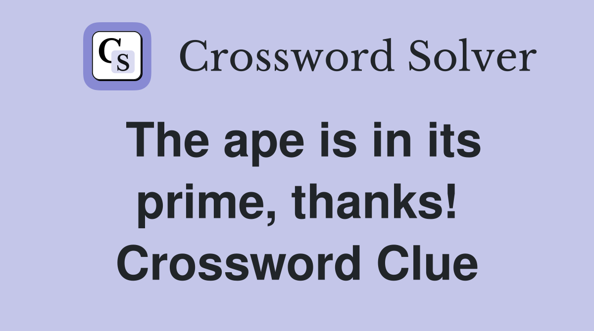 The ape is in its prime, thanks! Crossword Clue