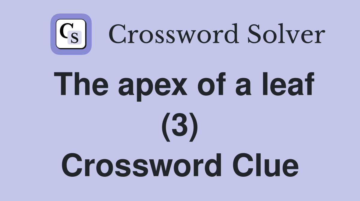 The apex of a leaf (3) Crossword Clue